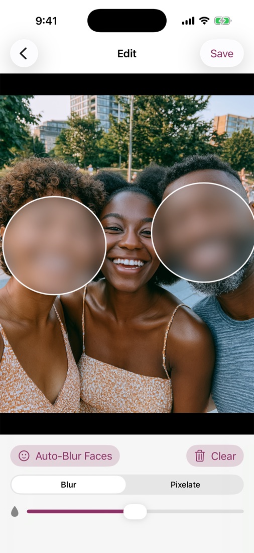 Selectively blurring one face while leaving others