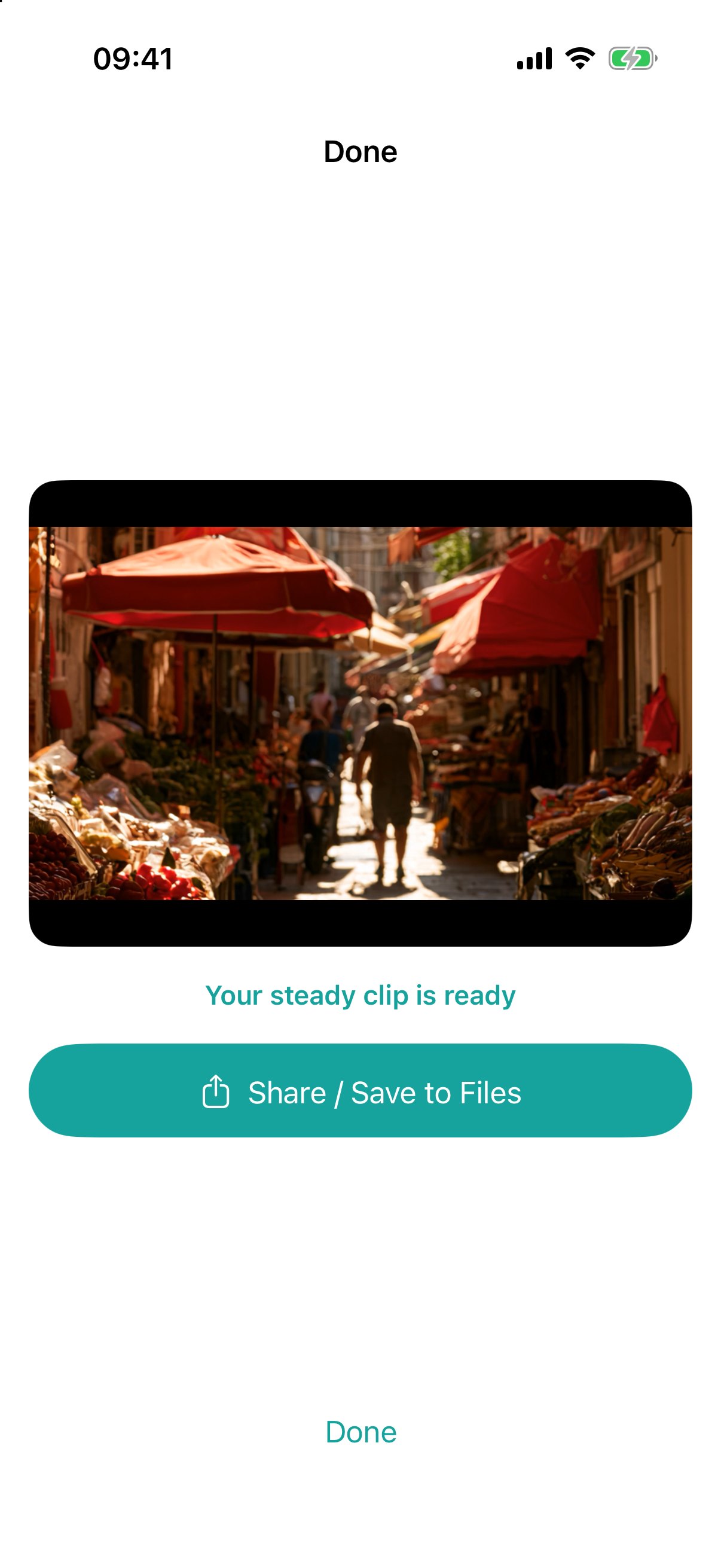 Stablify steadied clip ready to share or save